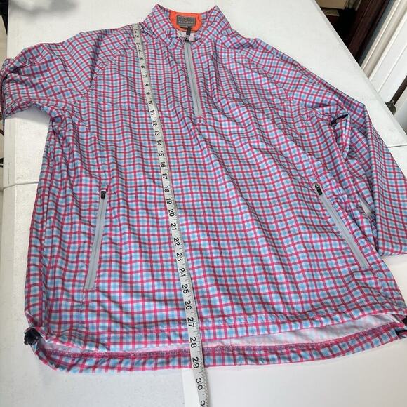 Fennec 1/2 Zip Pullover Golf Jacket Windbreaker Mens Medium Pink Blue Waist Adj - Picture 12 of 13